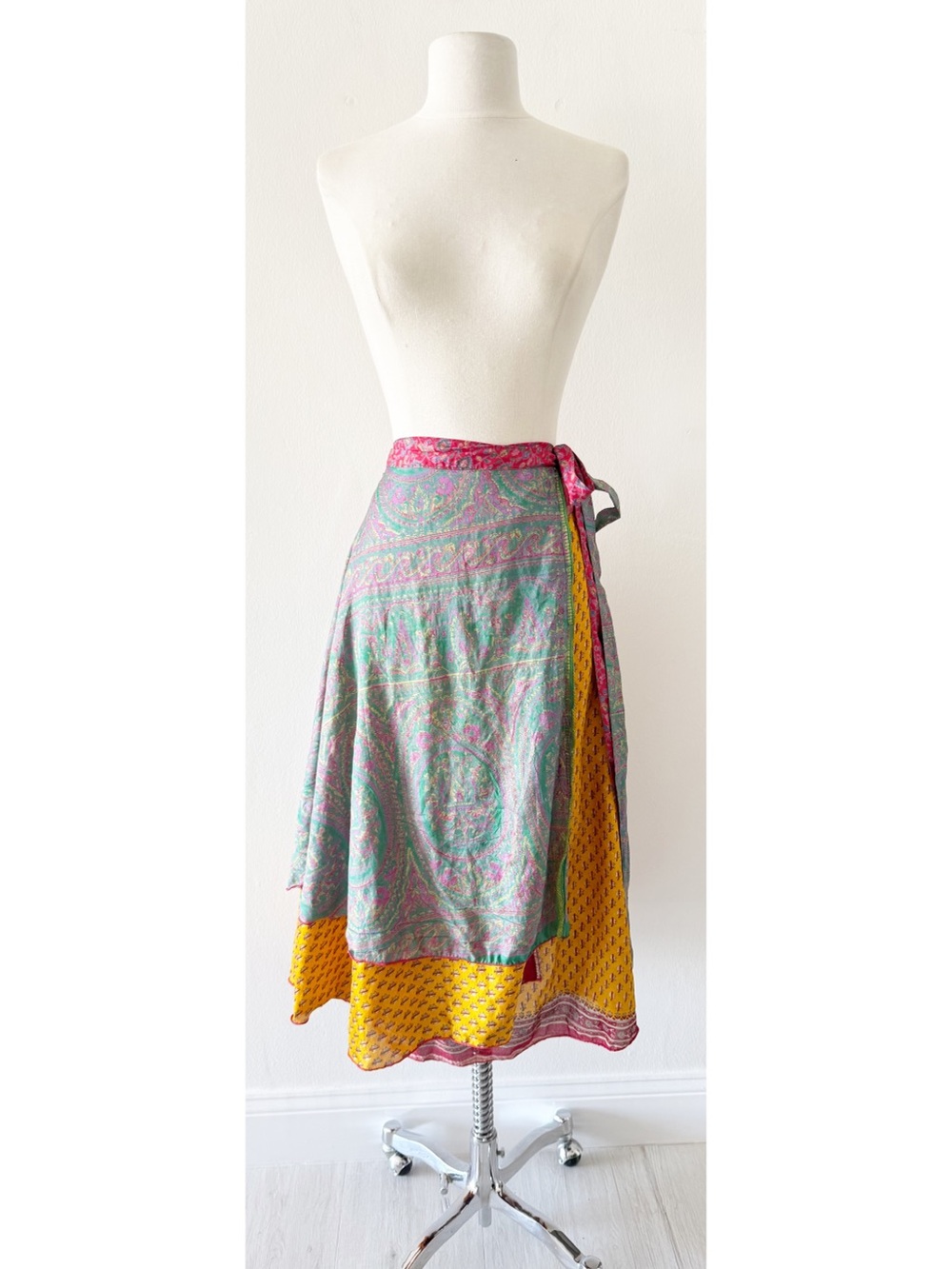 Silk Indian Colorful Saree Wrap Skirt